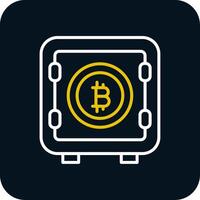 bitcoin opslagruimte lijn rood cirkel icoon vector