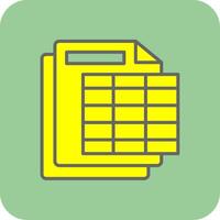 spreadsheet gevulde geel icoon vector