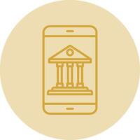 mobiel bank lijn geel cirkel icoon vector