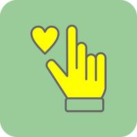 hand- hart gevulde geel icoon vector