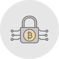 bitcoin encryptie lijn gevulde licht icoon vector