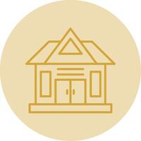 huis lijn geel cirkel icoon vector