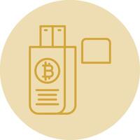 bitcoin rit lijn geel cirkel icoon vector