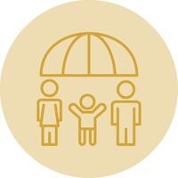 familie Gezondheid verzekering lijn geel cirkel icoon vector