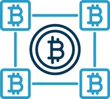 bitcoin blokken lijn blauw twee kleur icoon vector