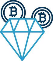 bitcoin diamant lijn blauw twee kleur icoon vector