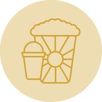 popcorn lijn geel cirkel icoon vector