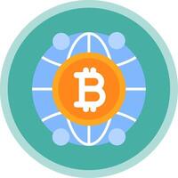 globaal bitcoin vlak multi cirkel icoon vector