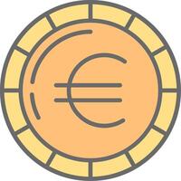 euro munt lijn gevulde licht icoon vector