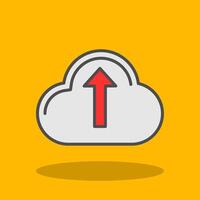 wolk uploaden gevulde schaduw icoon vector