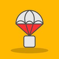parachute gevulde schaduw icoon vector