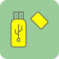 USB gevulde geel icoon vector