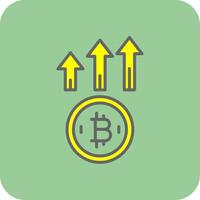 bitcoin omhoog gevulde geel icoon vector