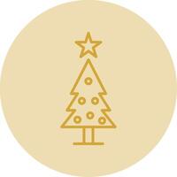 Kerstmis boom lijn geel cirkel icoon vector