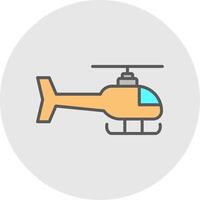 helikopter lijn gevulde licht icoon vector