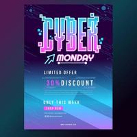 cyber maandag beperkte aanbieding verkoop poster vector