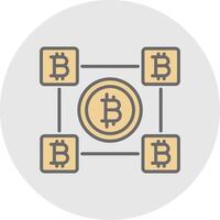 bitcoin blokken lijn gevulde licht icoon vector
