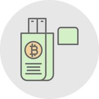 bitcoin rit lijn gevulde licht icoon vector