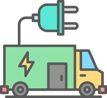 elektrisch voertuig lijn gevulde licht icoon vector