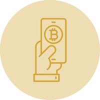 betalen bitcoin lijn geel cirkel icoon vector