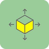 kubus gevulde geel icoon vector