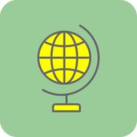 globaal wereld gevulde geel icoon vector