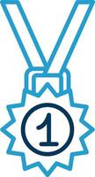 medaille lijn blauw twee kleur icoon vector