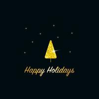 sprankelende kerstboom. gouden metallic glitter icoon op een donkerblauwe achtergrond. prettige kerstdagen en gelukkig nieuwjaar 2022. vectorillustratie. fijne vakantie. vector