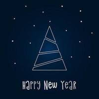 zilveren silhouet van een kerstboom met sneeuw op een donkerblauwe achtergrond. prettige kerstdagen en gelukkig nieuwjaar 2022. vectorillustratie. vector