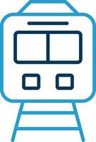 trein lijn blauw twee kleur icoon vector