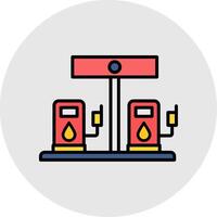 benzine station lijn gevulde licht icoon vector