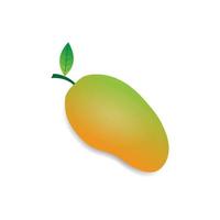 vectorillustratie van mango fruit ontwerp. groen oranje textuur. wit geïsoleerd. modern fruitontwerp vector