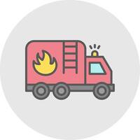 brand vrachtauto lijn gevulde licht icoon vector