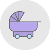 kinderwagen lijn gevulde licht icoon vector