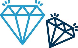 diamant lijn blauw twee kleur icoon vector