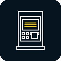 Geldautomaat lijn geel wit icoon vector