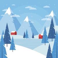 plat ontwerp winterlandschap concept vector