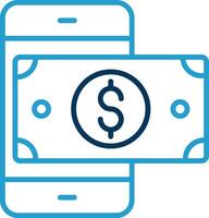 mobiel geld lijn blauw twee kleur icoon vector