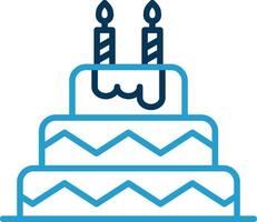 verjaardag taart lijn blauw twee kleur icoon vector