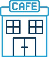 cafe lijn blauw twee kleur icoon vector