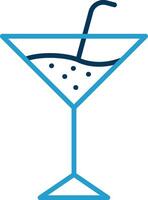 martini lijn blauw twee kleur icoon vector