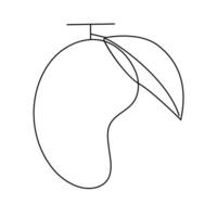 doorlopend single een lijn tekening mango fruit met blad kunst vector