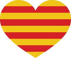 Catalonië hart vlag . Catalonië vlag in hart vorm . Catalonië liefde symbool vector