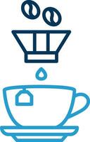 koffie filter lijn blauw twee kleur icoon vector