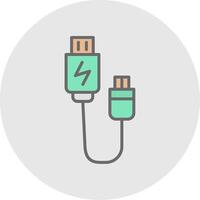 USB verbinding lijn gevulde licht icoon vector