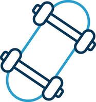 skateboard lijn blauw twee kleur icoon vector