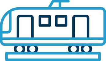 hoog snelheid trein lijn blauw twee kleur icoon vector