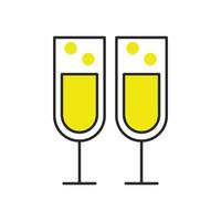 champagne kopjes drinken geïsoleerde icon vector