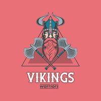 Vikingen krijgers gedrukte t-shirtsjabloon vector