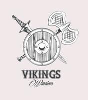 Vikingen krijgers gedrukte t-shirtsjabloon vector